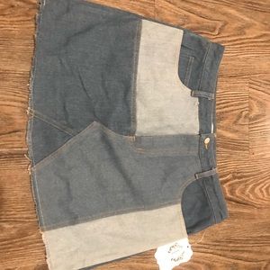 Patchwork denim skirt